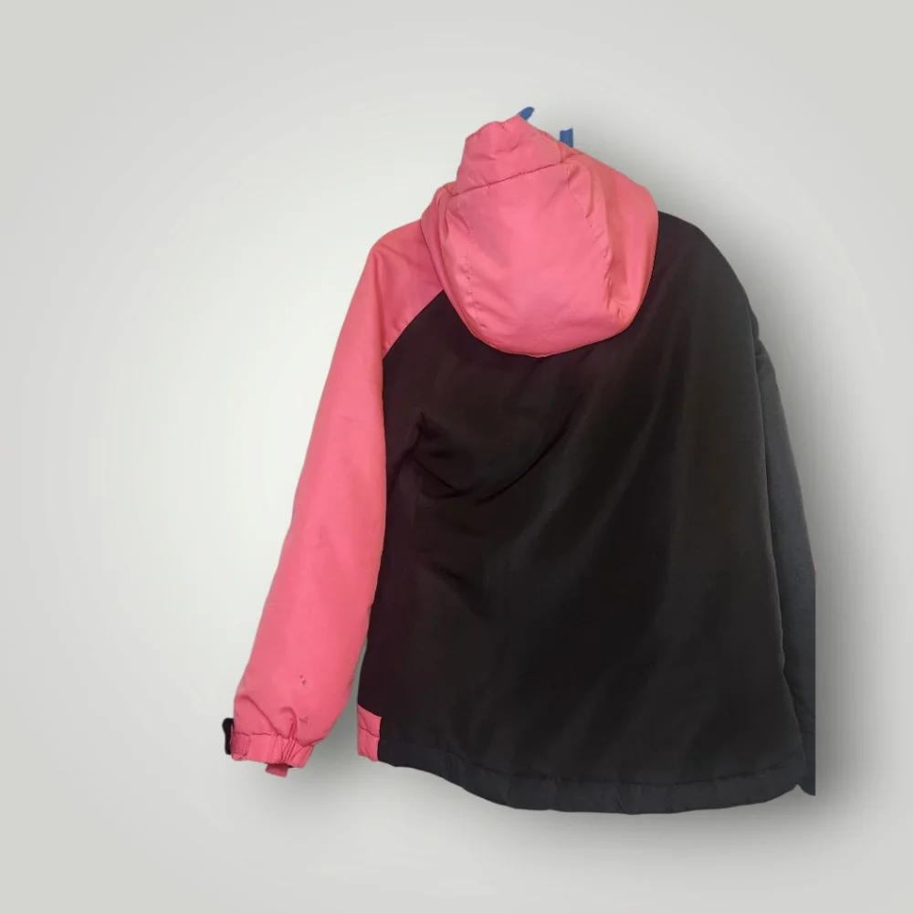 The Children's Place Girl Windbreaker Hooded puffer Jacket Black Pink m 7 8